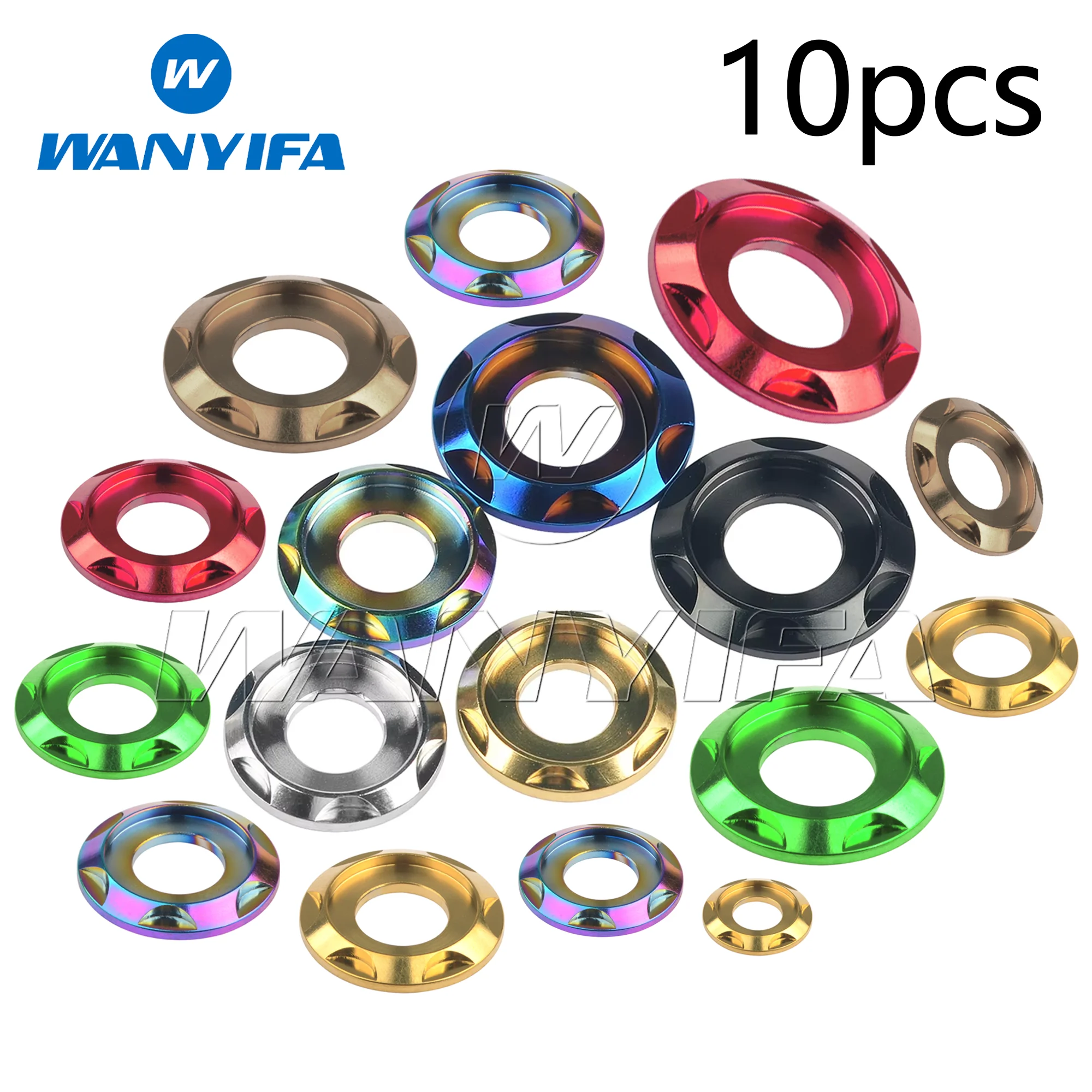 

Wanyifa Titanium Gasket M5 M6 M8 M10 Washers Fancy Decorative Spacer for Bike Motorcycle Car 10Pcs