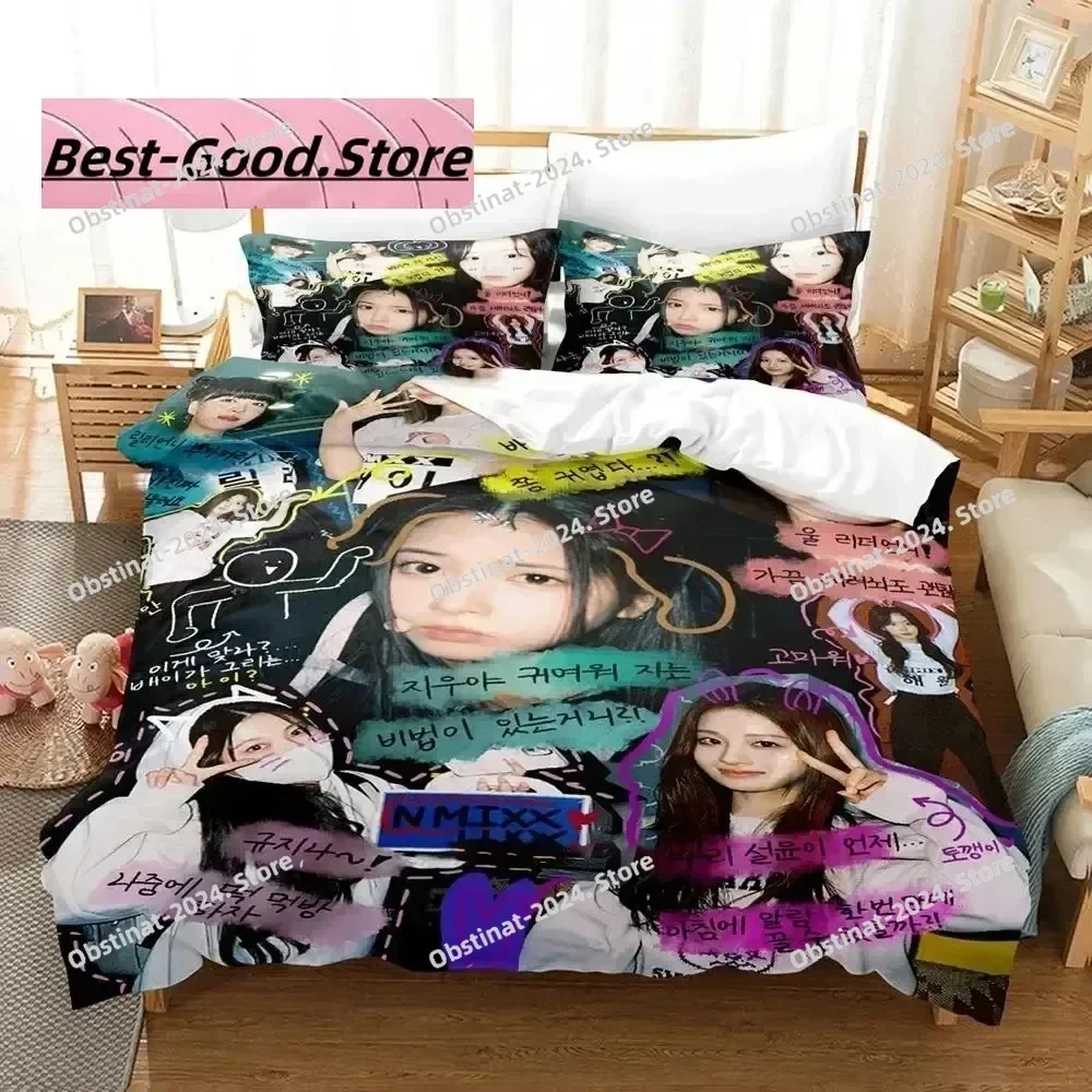 

3D Print Fashion Kpop NMIXX Bedding Set Boys Girls Twin Queen King Size Duvet Cover Pillowcase Bed boys Adult Bedroom