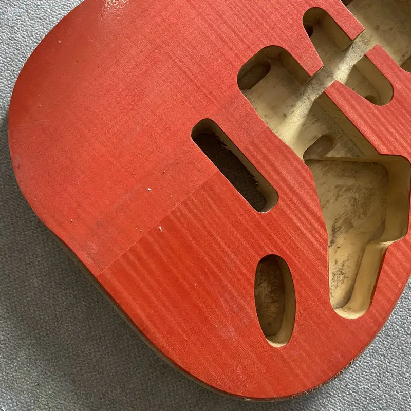 FB926  Unfinished Red Flamed Maple With Basswood Top 6 Strings ST Electric Guitar Body HSH Pickups Tremolo Bridge DIY part