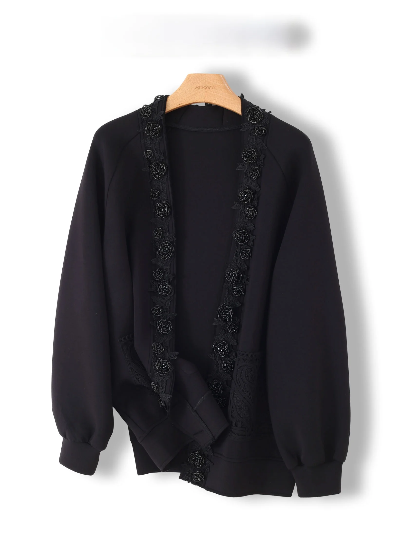 

Heavy-Embroidered Diamond Short Jacket Women's Loose Fit Fashionable Wall Push Original Design Cotton Batwing Sleeve V-Neck
