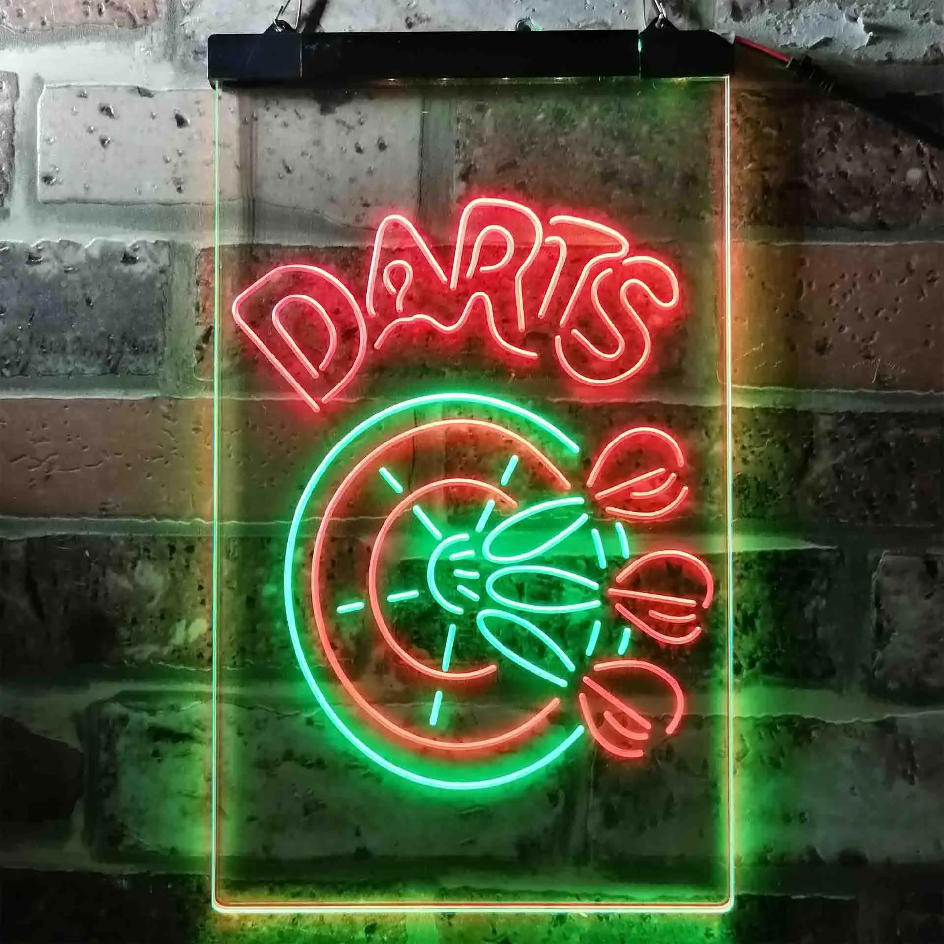 Darts Bar. with Dartboard Dual Color Led Neon Sign st6-i3637