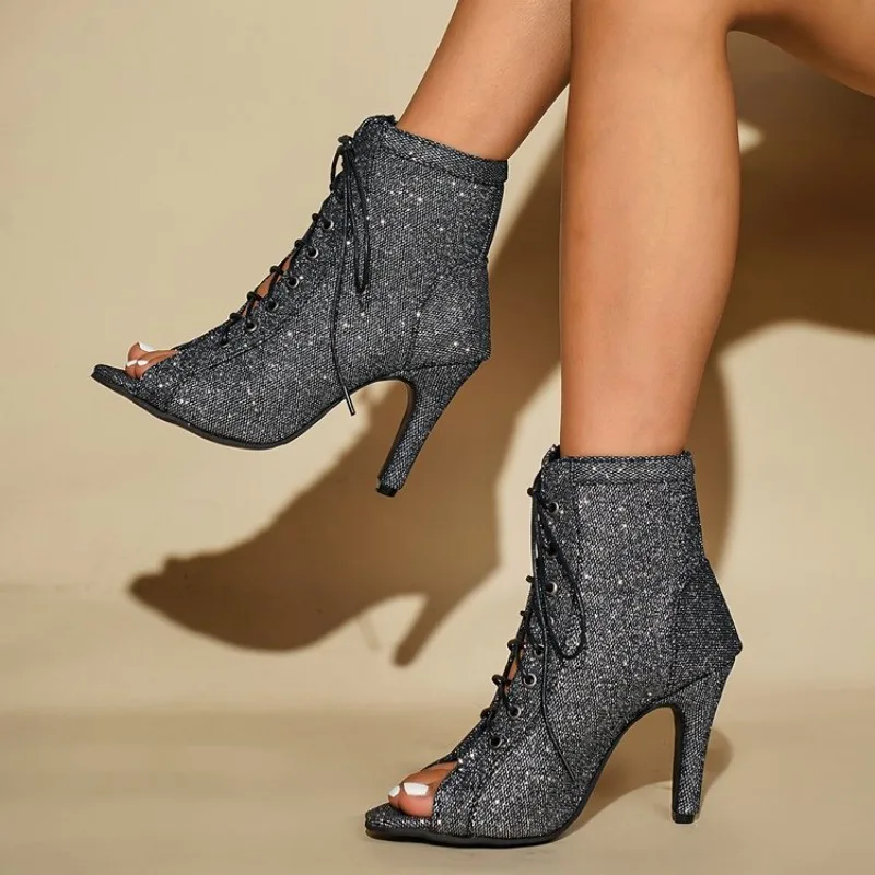 Women's High-Quality Fashion Sandals Sexy High Heels Open-Toe  Comfortable Indoor Jazz Dance Heels Shoes for Ladies