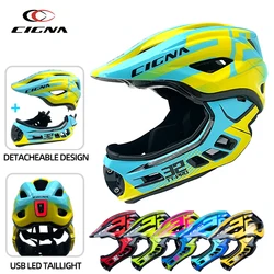 Cigna-casco de cara completa TT32 PRO para niños, Casco de bicicleta de montaña desmontable con luz USB, seguridad de ciclismo, equilibrio, 2022