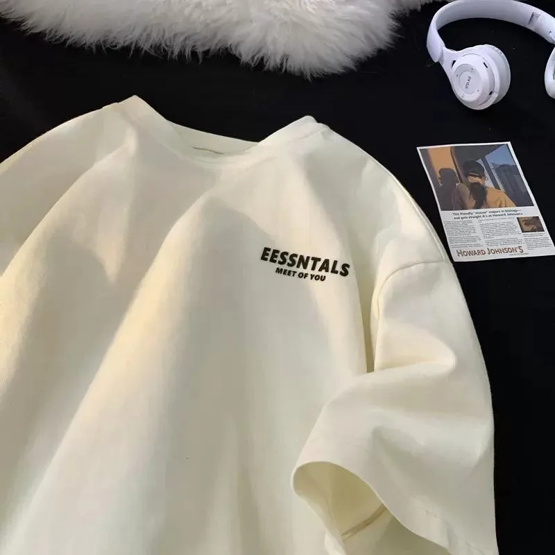 2026 Summer Men's Oversized Letter Print Short Sleeve T-shirt Casual Loose Crew Neck Tee Streetwear Tops for Men image 3