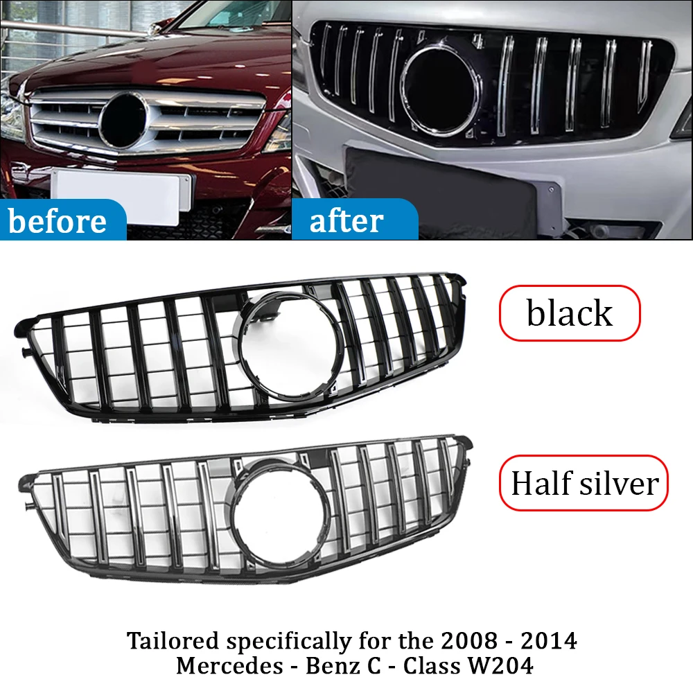 For 2008-2014 Mercedes-Benz C-Class W204 Mid-Grid Front Bumper Air Inlet Gt Mid-Grid Grille, Auto Parts