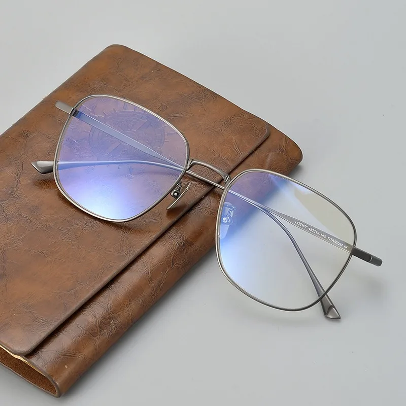 Pure titanium glasses retro punk style men and women with myopia color-changing ultra-light half-frame oval eyewear prescription