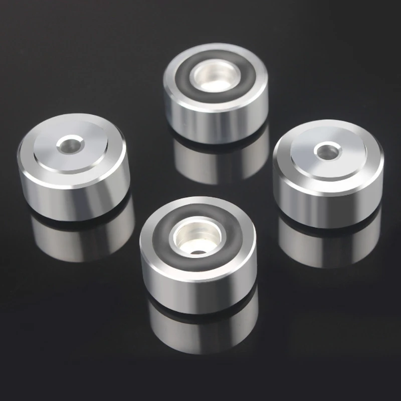 Almohadilla de pies de fijación antideslizante para altavoz, Base de amplificador de choque, cubierta de soporte de aleación de aluminio, amortiguador de aislamiento, 4 piezas