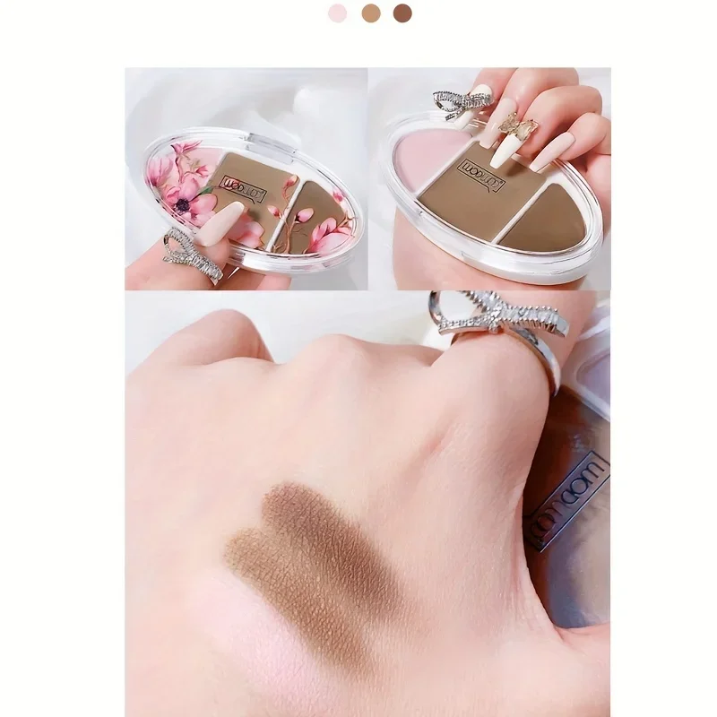 3色コンターパレット フェイススカルプティング＆ノーズシェーディングトリオ - ハイライト、コントゥア、ブロンズをコンパクトに1つで、明確な輪郭を実現