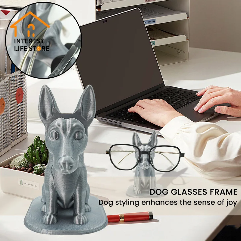 

Hot Creative Dog Glasses Holder Eyeglass Display Stand Animal Figurine Statue OfficesTable Decoration Sunglasses Eyewear Keeper