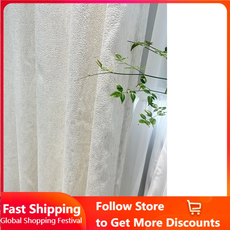 Customized Original Linen Yarn Modern Simple Style Linen Gauze Atmosphere Window Screen Curtains for Living Dining Room Bedroom