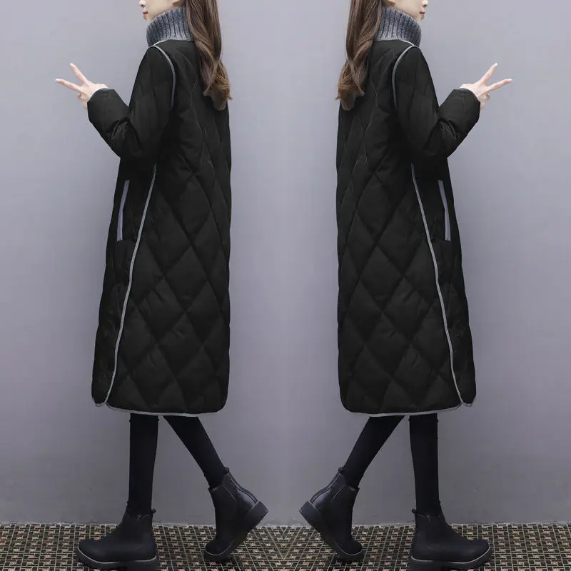 Women Winter Coats Parkas Slim Cotton Padded Basic Jackets 2024 New Warm Female Casual Long Outwear Korean Loose Solid Overcoat