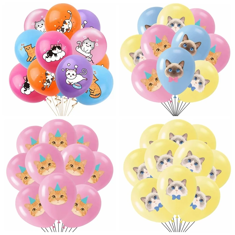 10/30 Stück Katzen-Latexballons, 12 Zoll, niedliche Kätzchen-Ballons für Kindergeburtstag, Babyparty, Haustier-Katzen-Themenparty-Dekorationen