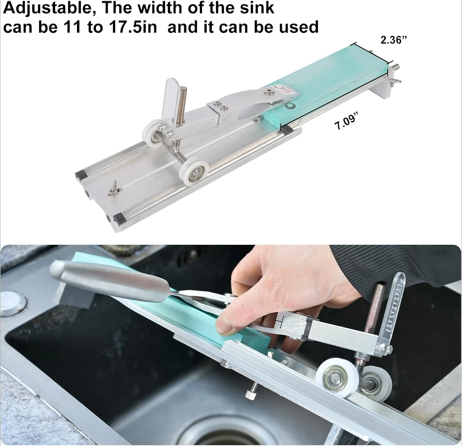 

Knife Sharpener Tool, Kitchen Sink Diamond Sharpening Stone Stainless Steel Fixed Angle Guide System for all kitchen Knives