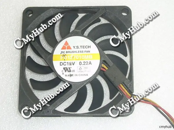 For Y.S.TECH FD127010MB DC12V 0.22A 7010 7CM 70mm 70x70x10mm 3pin Cooling Fan FD127010MB