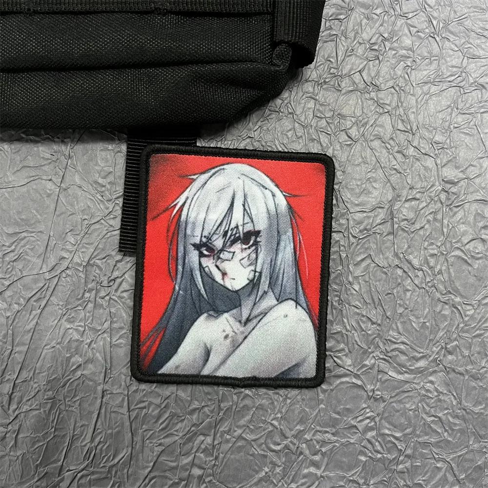 Parche de Anime para ropa para niña, insignias estampadas, parches de gancho y bucle, mochila, equipo táctico, emblema de belleza de dibujos animados