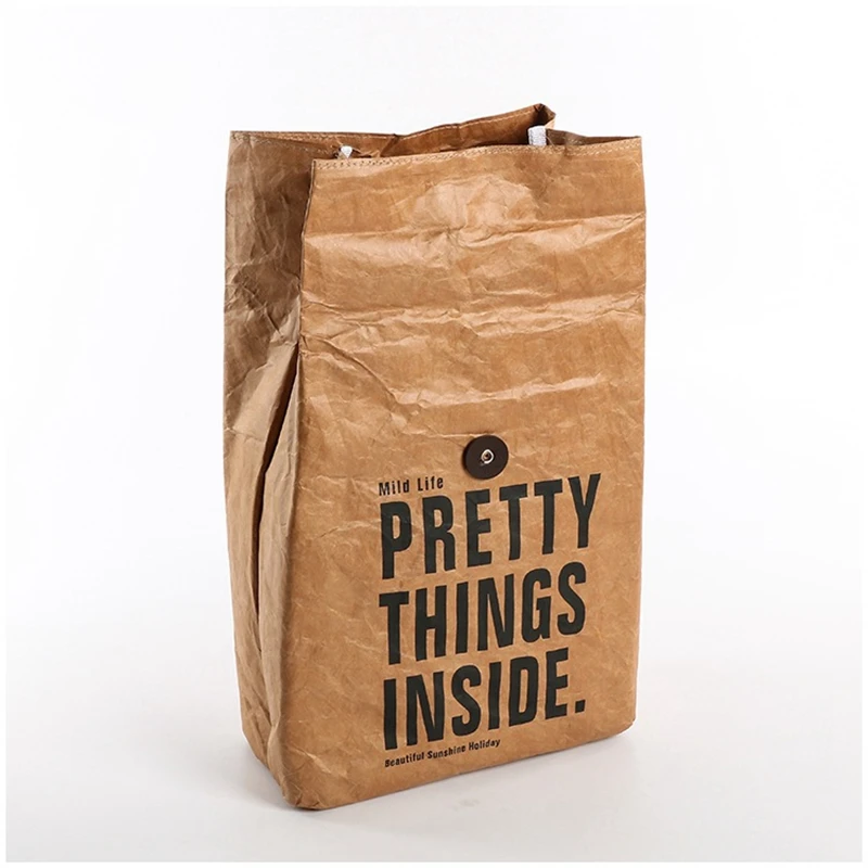 Kraft pieghevole riutilizzabile carta a tenuta stagna colazione Bento Bag contenitore portatile di grande capacità donne Lonchera Termica Alimentos