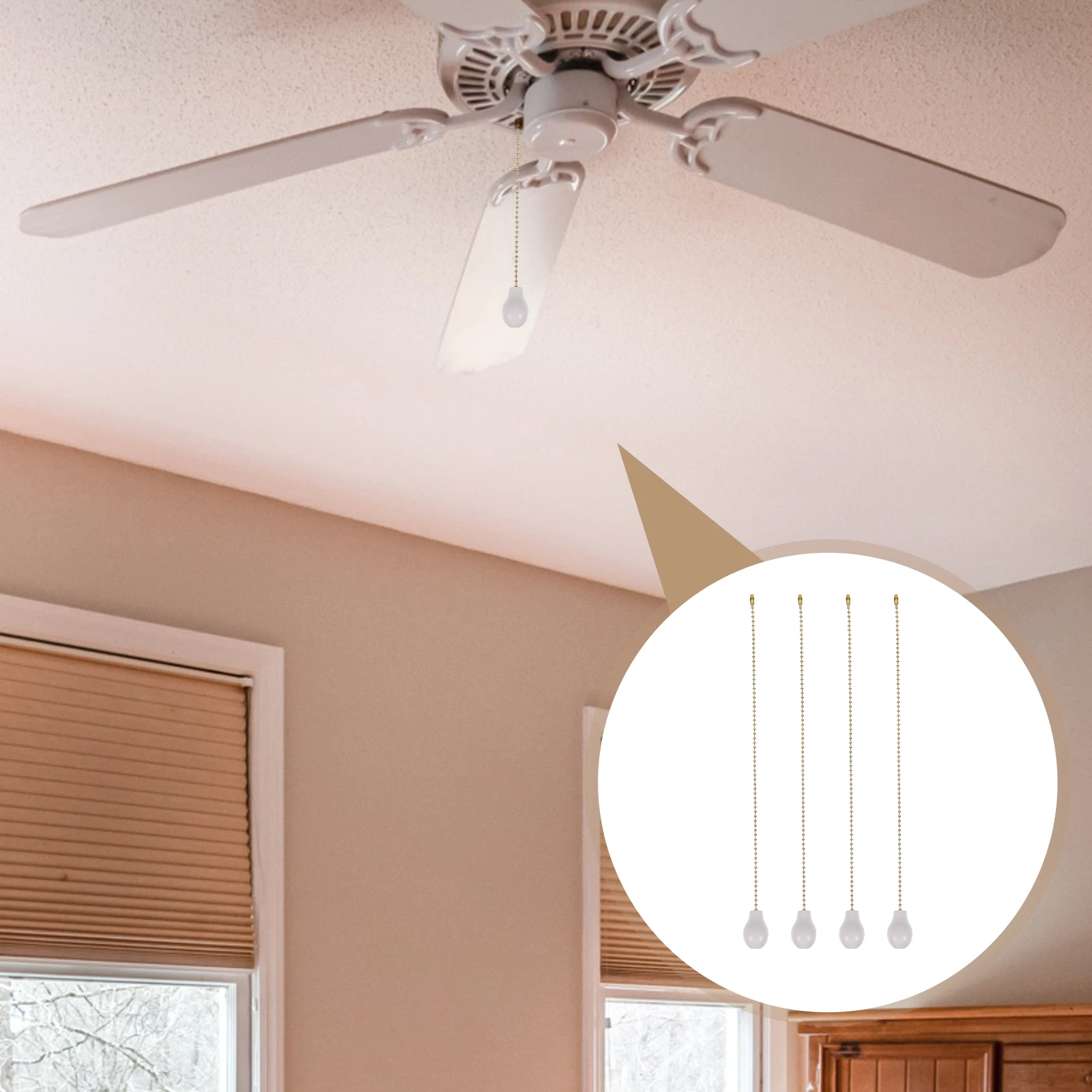 

4pcs Wooden Gourd Pull Ceiling Fan Lamp Pendant Decorative Chain Fixture Replacement for Chandelier Window Doorway Curtain