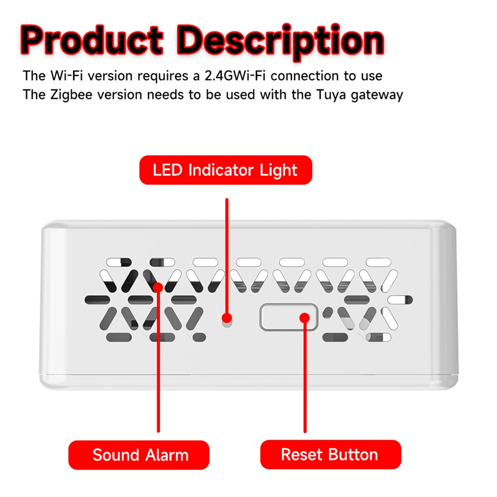 Tuya 2 in 1 Zigbee Smoke Carbon Monoxide Detector Fire CO Alarm Sensor Smart Life Alexa Google Mobile Push Safety Detector view 6