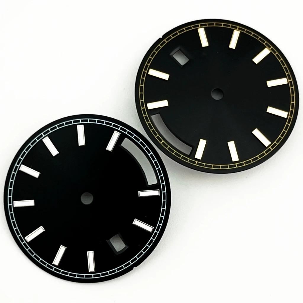 ST1644 Quadrante 28,5 mm Nero/Bianco Sterile Verde Luminoso Quadrante Orologio Movimento Automatico Accessori Per Orologi Con Finestra Calendario
