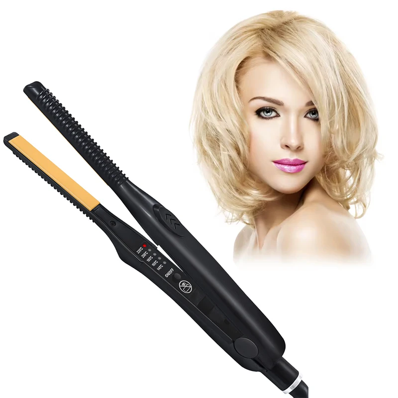 

2-in-1 Professional Hair Straightener and Curling Iron Mini Ceramic Straightener with Adjustable Temperature Small Flat Iron