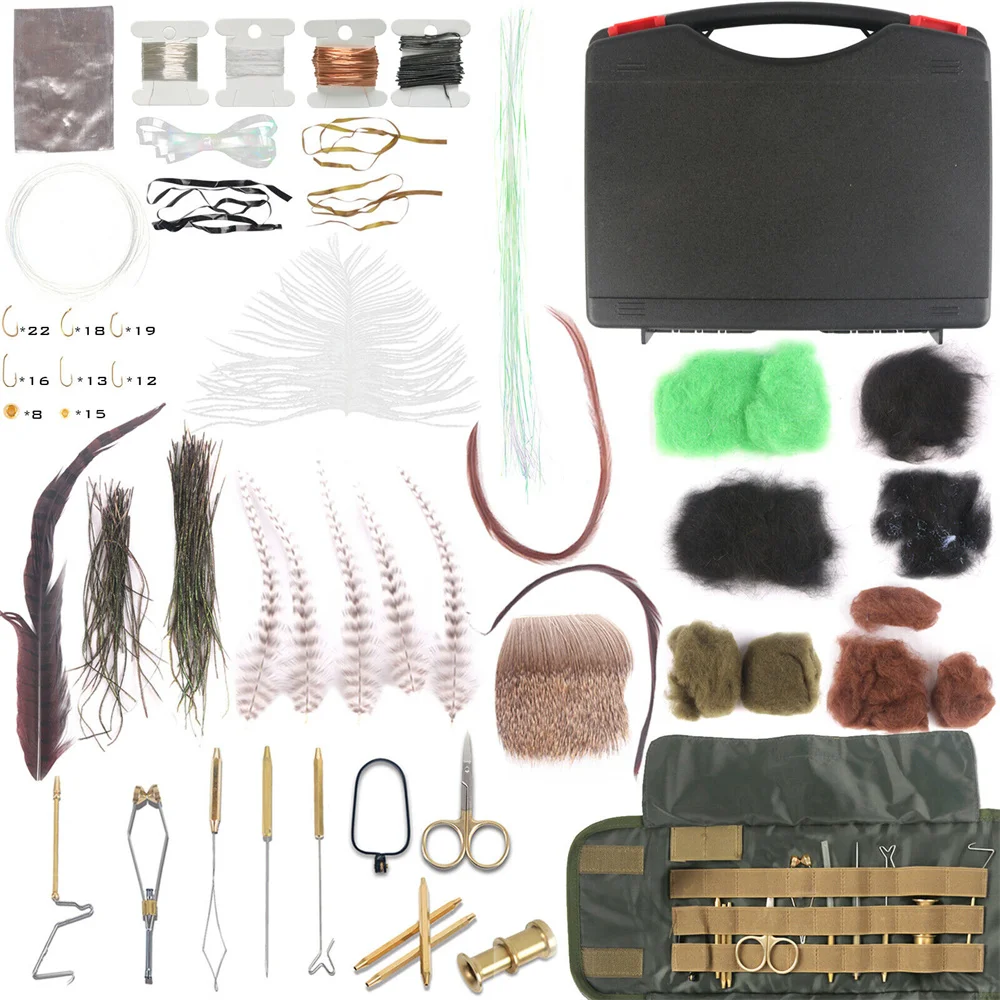 

Maximumcatch Fly Tying Kit with Box Natural Feather & Dubbing & Hooks & Beads & Lead & Tools DIY Making Tying Materials