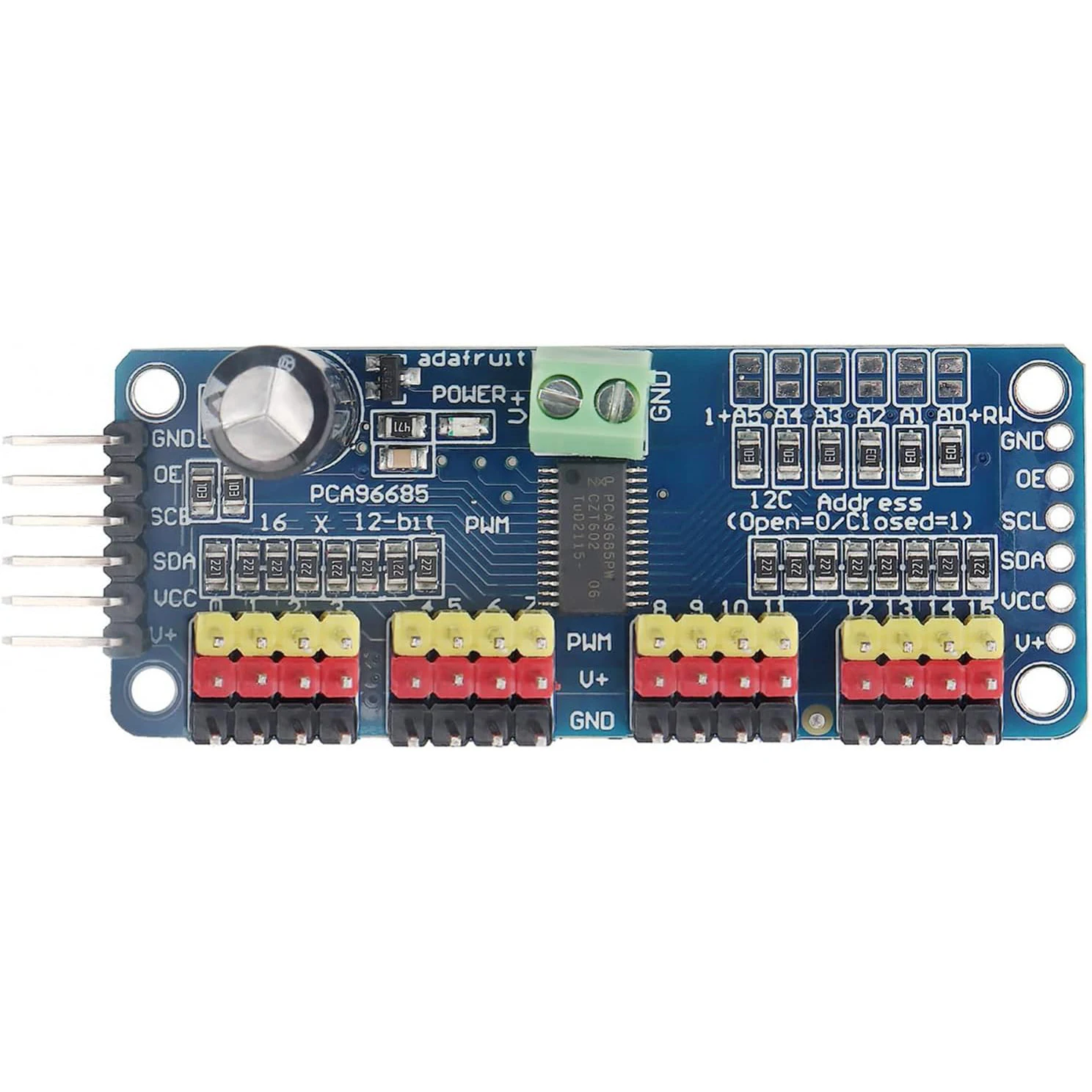 PCA9685 16 Channel 12 bit PWM Servo Motor Driver I2C IIC Module for MG90S SG90 MG995 for Arduino Raspberry