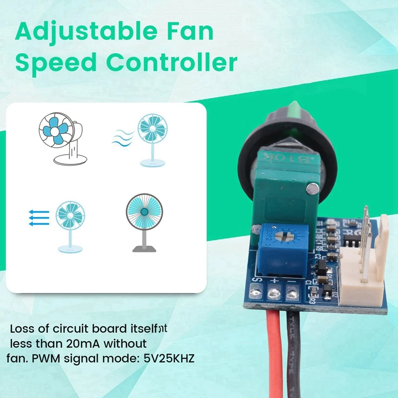 4X DC 12V Adjustable 0%-100% PWM Fan Speed Controller With Knob Switch 4 Wire Fan Speed Governor Noise Reduction