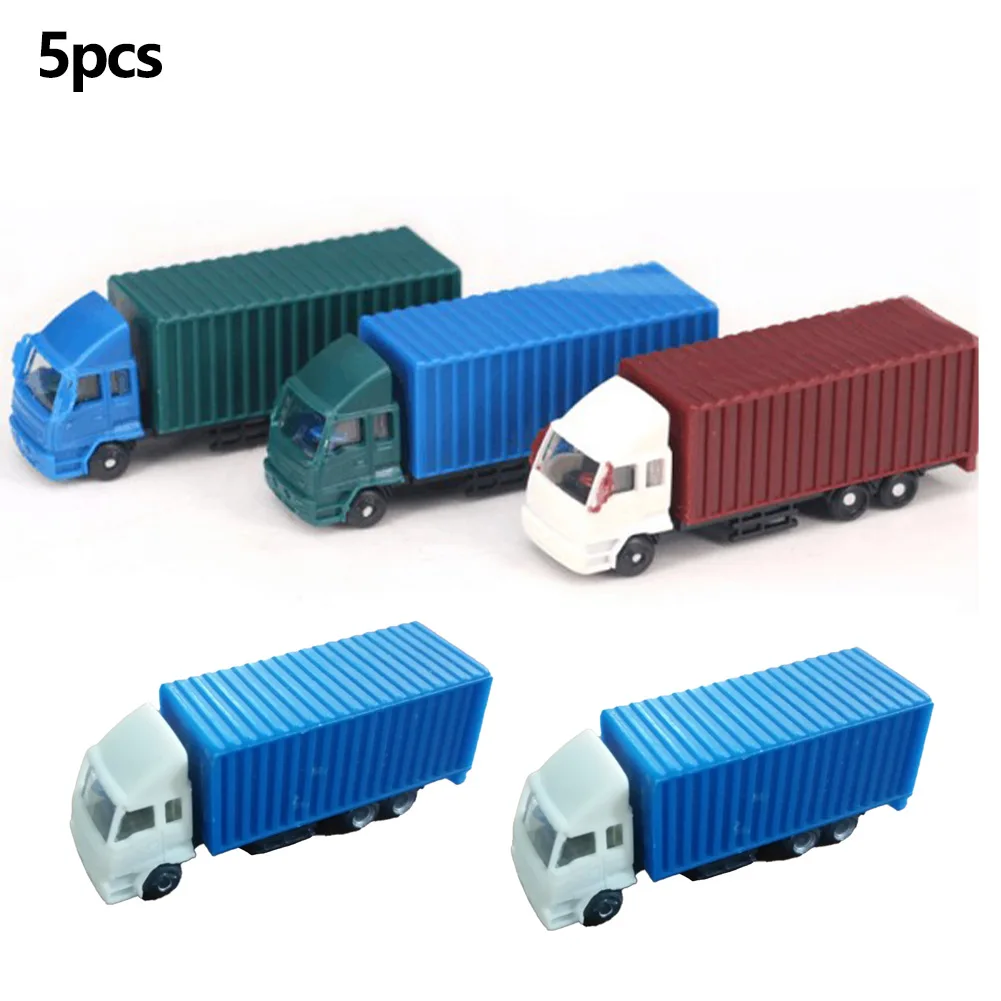 5PCS 1:150 Scale Miniature Container Truck Model N Gauge Diorama Transporter Truck Lorry Vehicle Car Model Accessories