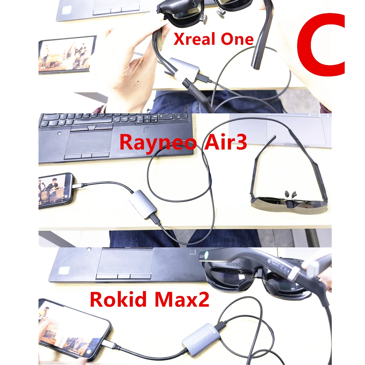 AR Glasses Hub سلس متعدد الأجهزة Type-C HDMI متوافق مع محول الشحن لمحطة Xreal Beam Viture Rokid Rayneo XR USB-C