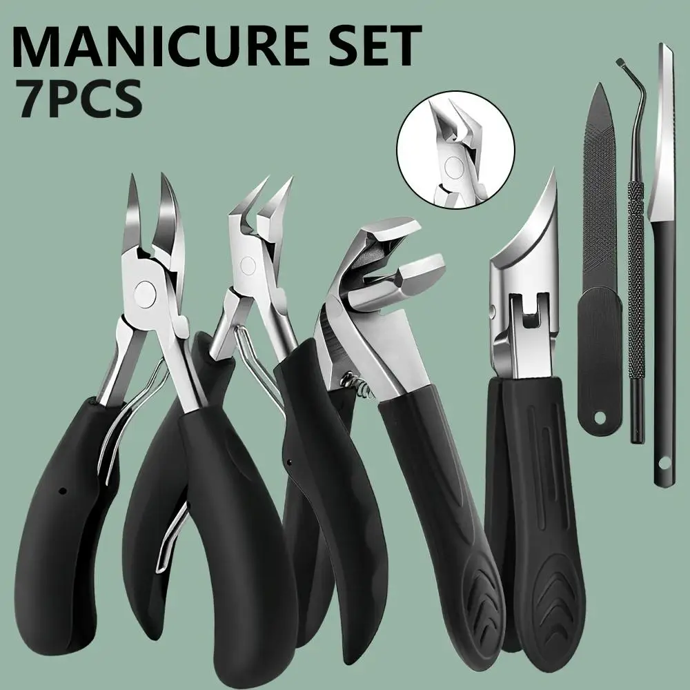 1/7-teiliges professionelles Nagelpflege-Set für eingewachsene Nägel und Zehennägel, klassischer Griff, ergonomische Nagelknipser aus Edelstahl – Detail 2
