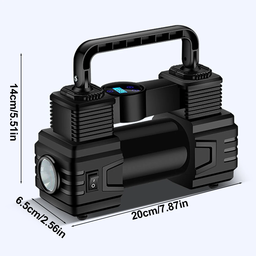 12 فولت 150PSI ضاغط هواء صغير اسطوانة مزدوجة مع مصباح ليد الثقيلة منفاخ لإطارات السيارة مضخة هواء كهربائية مضخة نفخ السيارات #6