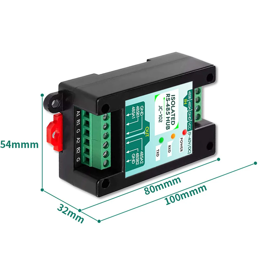 9-40V 500mA RS485 Opto-Isolated Repeater Industrial-Grade 485 Hub 2-Port Anti-Interference and Surge-Protected Signal Amplifier