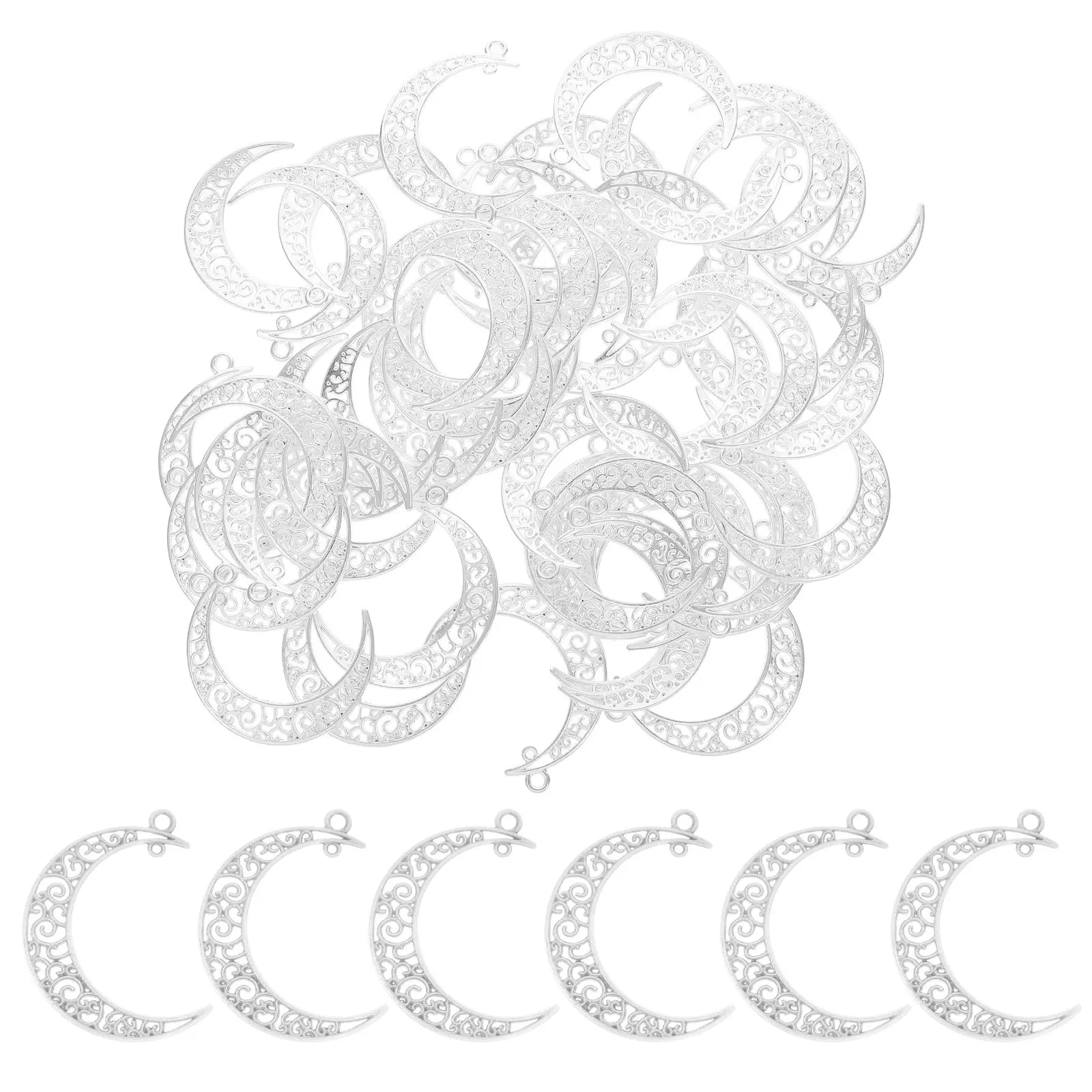 

40Pcs Hollow Crescent Moon Pendant Alloy Charms Vintage Filigree Moon Charm Pendants Jewelry Making Accessories Necklace