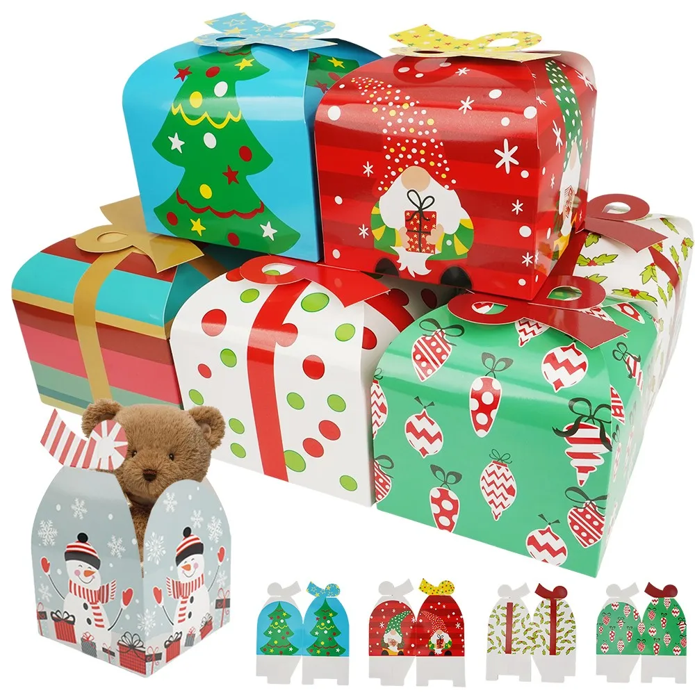 24 Stück Weihnachtshaus-Stern-Weihnachtsbaum-Design Papierboxen für Süßigkeiten, Geschenkverpackungen, Partydekoration, Schokoladen- und Macaron-Verpackung