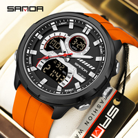 SANDA electronic watch men's dual display dial 5ATM waterproof night light stopwatch multifunctional sports electronic watch
