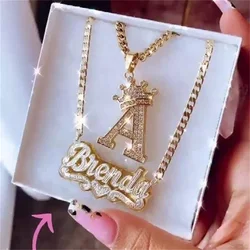 3D Nameplate Two Color Necklace For Women Personalized Double Layer Necklaces With Heart Customized Name Stainless Steel Jewelry
