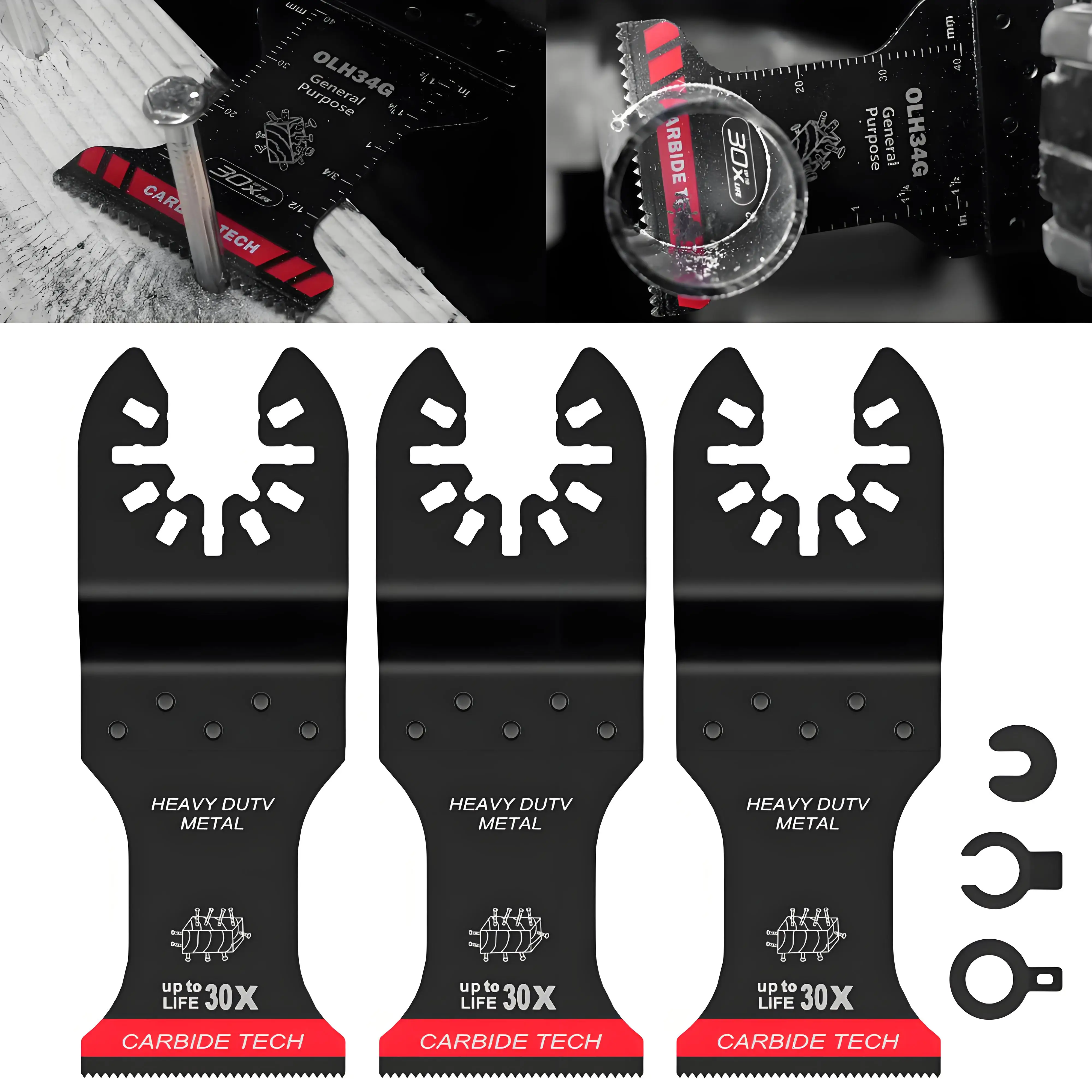 

3 шт. твердосплавное осциллирующее пильное полотно для очистки реза из твердого дерева, пластика Биметаллические дугообразные осциллирующие лезвия инструментов, износостойкие