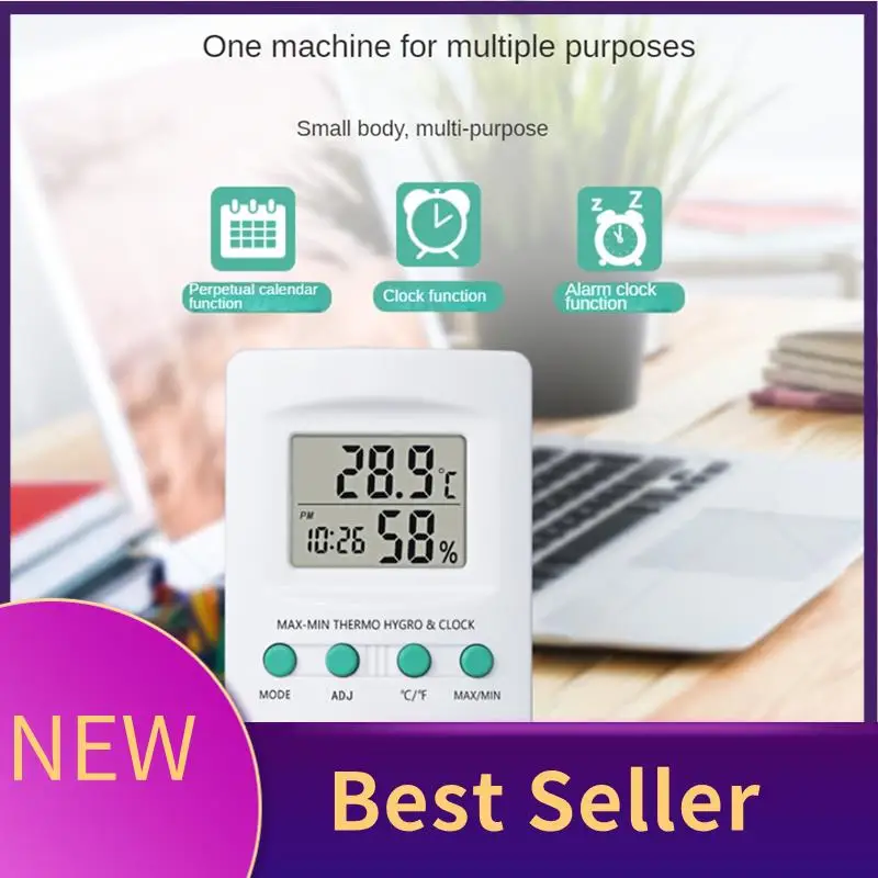 

ABHI-Multi-Function Digital Temperature And Humidity Meter With Clock Humidity Temperature ℃/℉ Function For Family And Office
