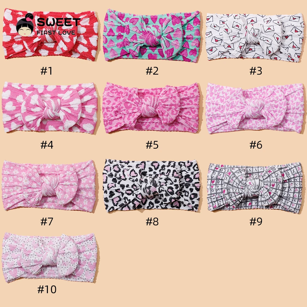 Headband For Girls Print New Princess Hair Bow Baby Bands Soft Nylon Elastic Newborn Headdress Children\'s Hair Accessories