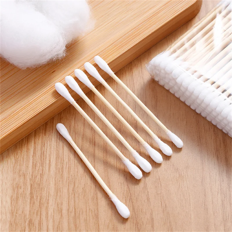 10/100pcs Double-Headed Cotton Swabs Women's Makeup Remover Buds with Wooden Sticks for Nose & Ear Cleaning Health Care Tools