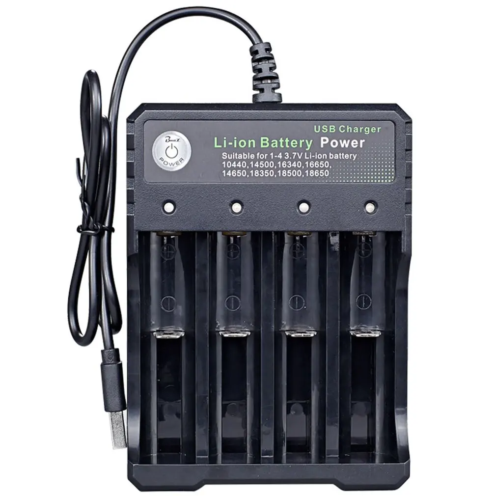 Hot USB 18650 Battery Charger Portable Electronic 4 Slots AC 110V 220V Dual For 18650 Charging Rechargeable Li-ion Battery Power