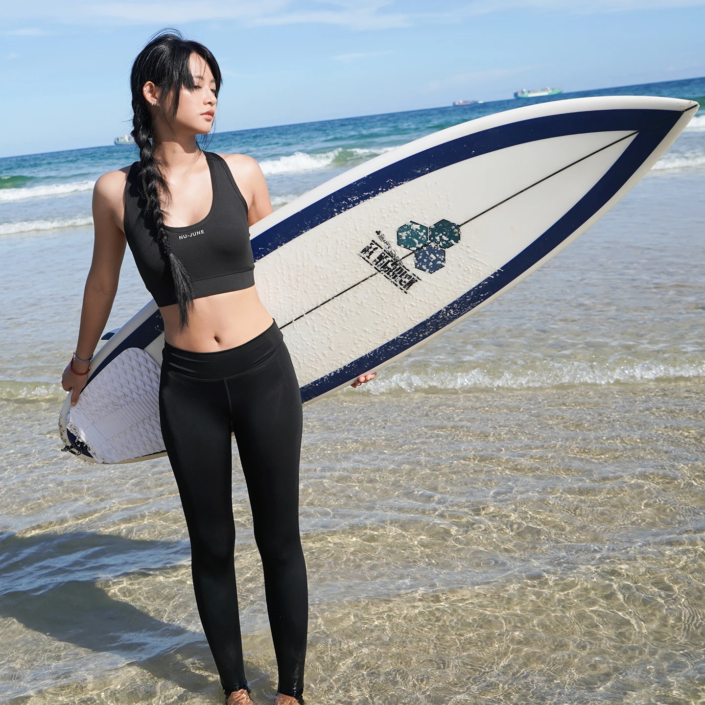 Nu-June Womens Surf Long Pants Swimming Trousers Rashguards Beach High Elastic Tight Leggings Rash Guard Fitness Surfing Wetsuit