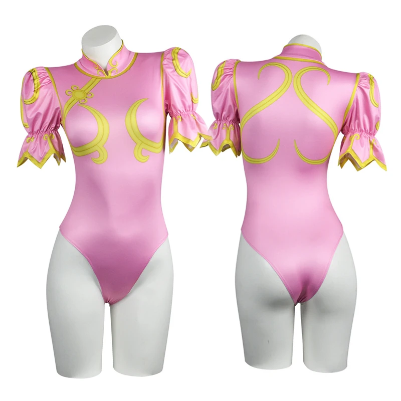 زي Game Fighter Chun Li التنكري الوردي شيونغسام مع إكسسوارات الشعر وحزام الخصر للنساء في الهالوين #4