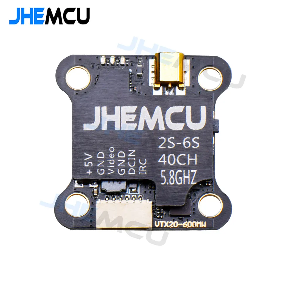JHEMCU VTX20-600 5.8G 40CH FPV Transmitter PitMode 25mW 100mW 200mW 400mW 600mW 7-26V Adjustable VTX for RC FPV Racing Drone