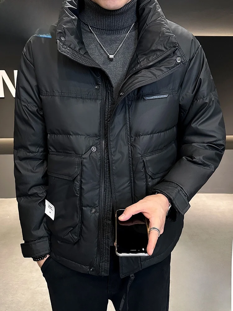 

Paul Winter Men's down Jaet Trendy Loose Print Thiened Warm Faionable Youthful Outerwear Nylon Filling No Hat Stand Collar