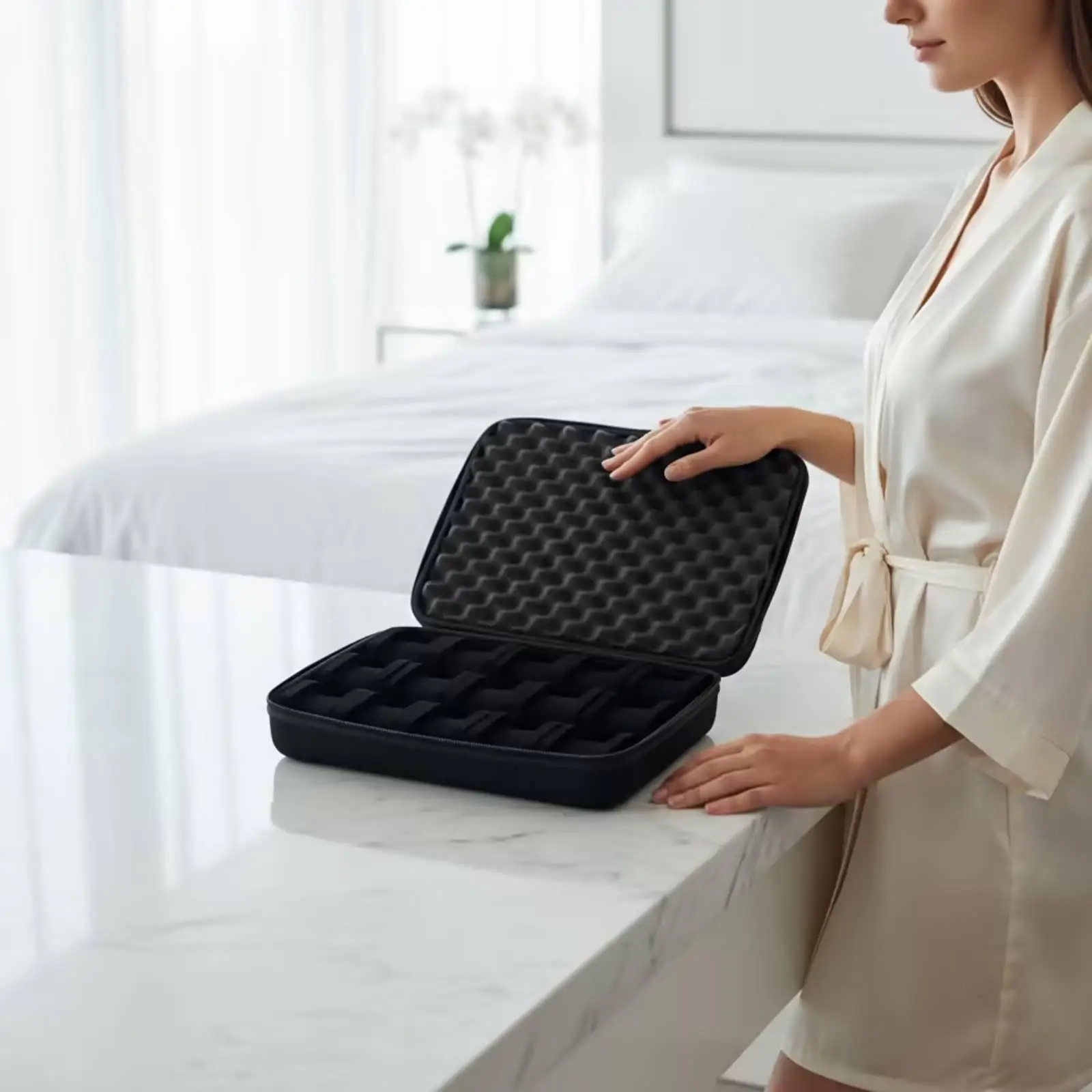 Protective Watch Box for Enthusiasts with Foam Padding and Hard Exterior for Secure Transport of Multiple Wristwatches
