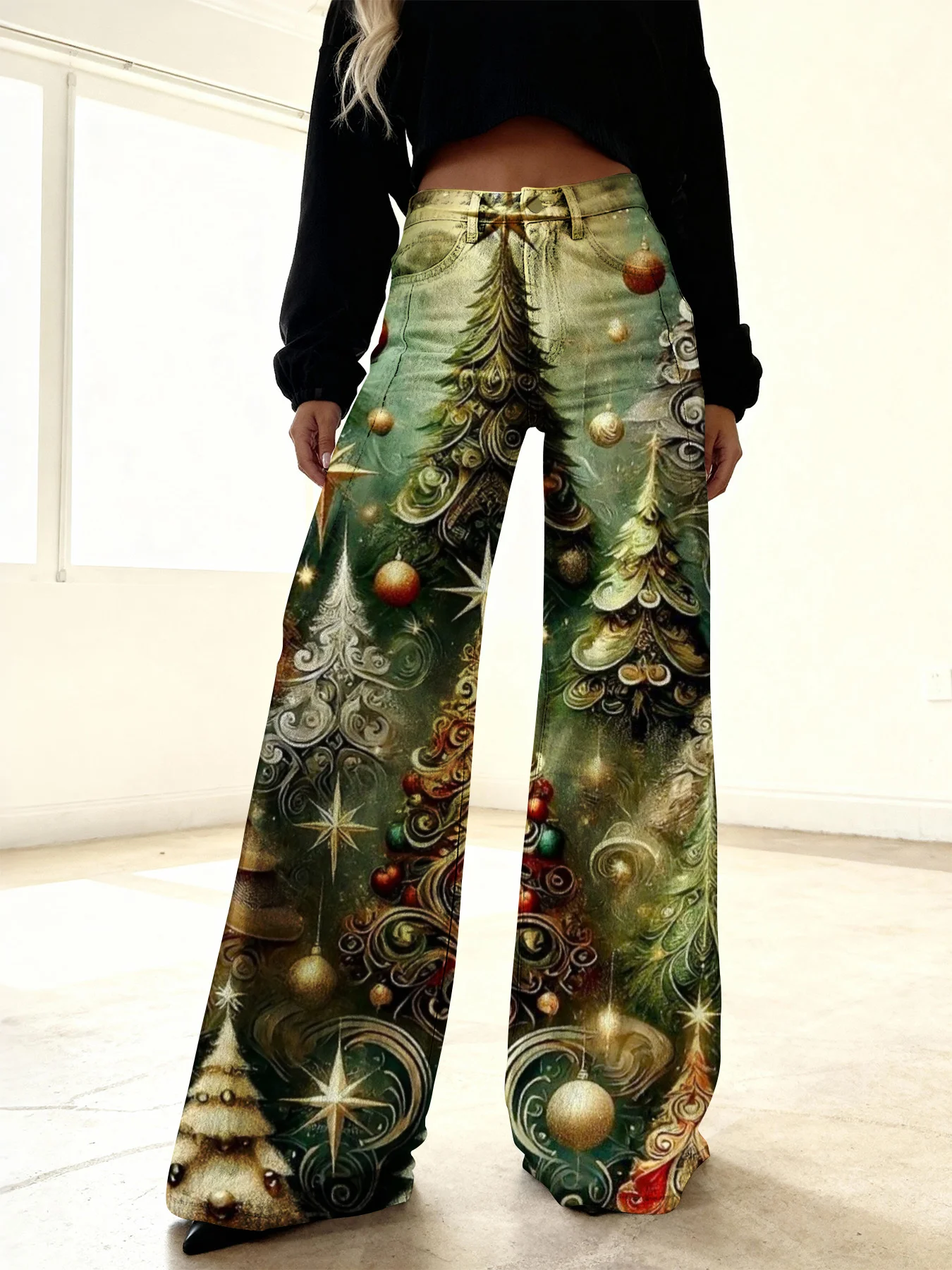 Women's new casual jeans with a variety of colorful western prints, Suitable for holidays and casual wear 