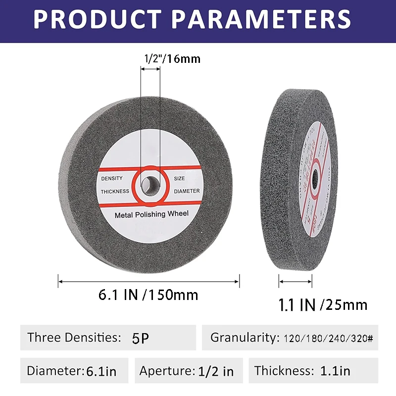 Metallpolierscheibe 150*25mm Vlies-Schleifscheibe aus Nylonfaser 5P Optionen 120 # 180 # 240 # 320 # für Polierarbeiten – Detail 7