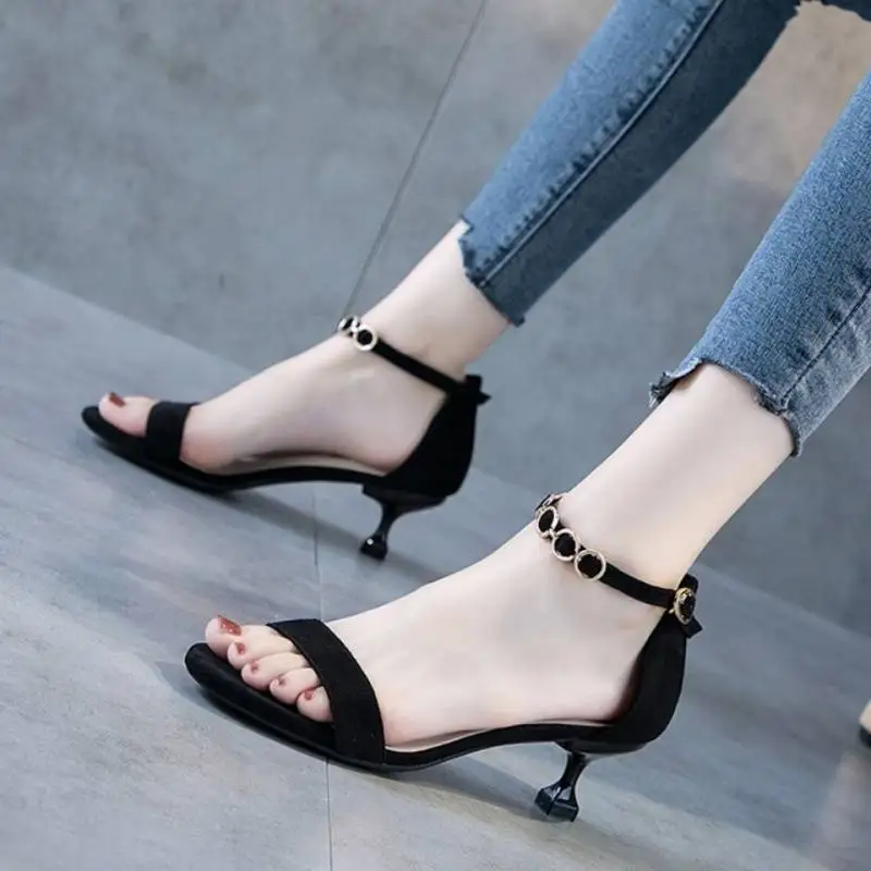 Summer Low-Heel 2023 Fashion All-Match High-Heeled Shoes Stiletto New Sandals Women\'s Outdoor Casual Low-Heeled Size 35-40