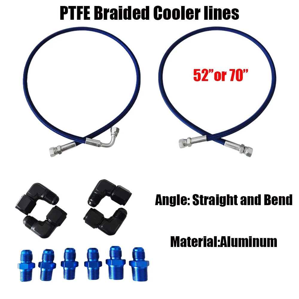 52inch or 70inch AN6 Blue Nylon Braided Oil Fuel Fittings Hose End 0~90 Optional Degree Oil Adaptor Kit Oil Fuel Hose Line